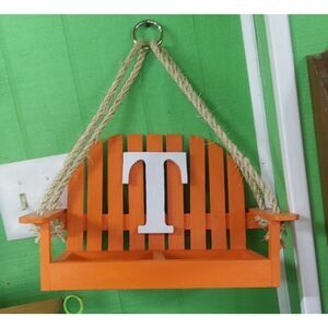 Wooden Hanging Tennessee Volunteers Orange Bird Feeder Bench Swing Handcrafted